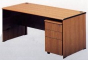 長方型辦公桌+推3桶櫃 木色