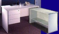 長方型辦公桌+吊3桶櫃+側檯 灰色