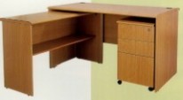 長方型辦公桌+推3桶櫃+側檯 木色