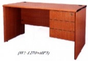 長方型辦公桌+吊3桶櫃 木色
